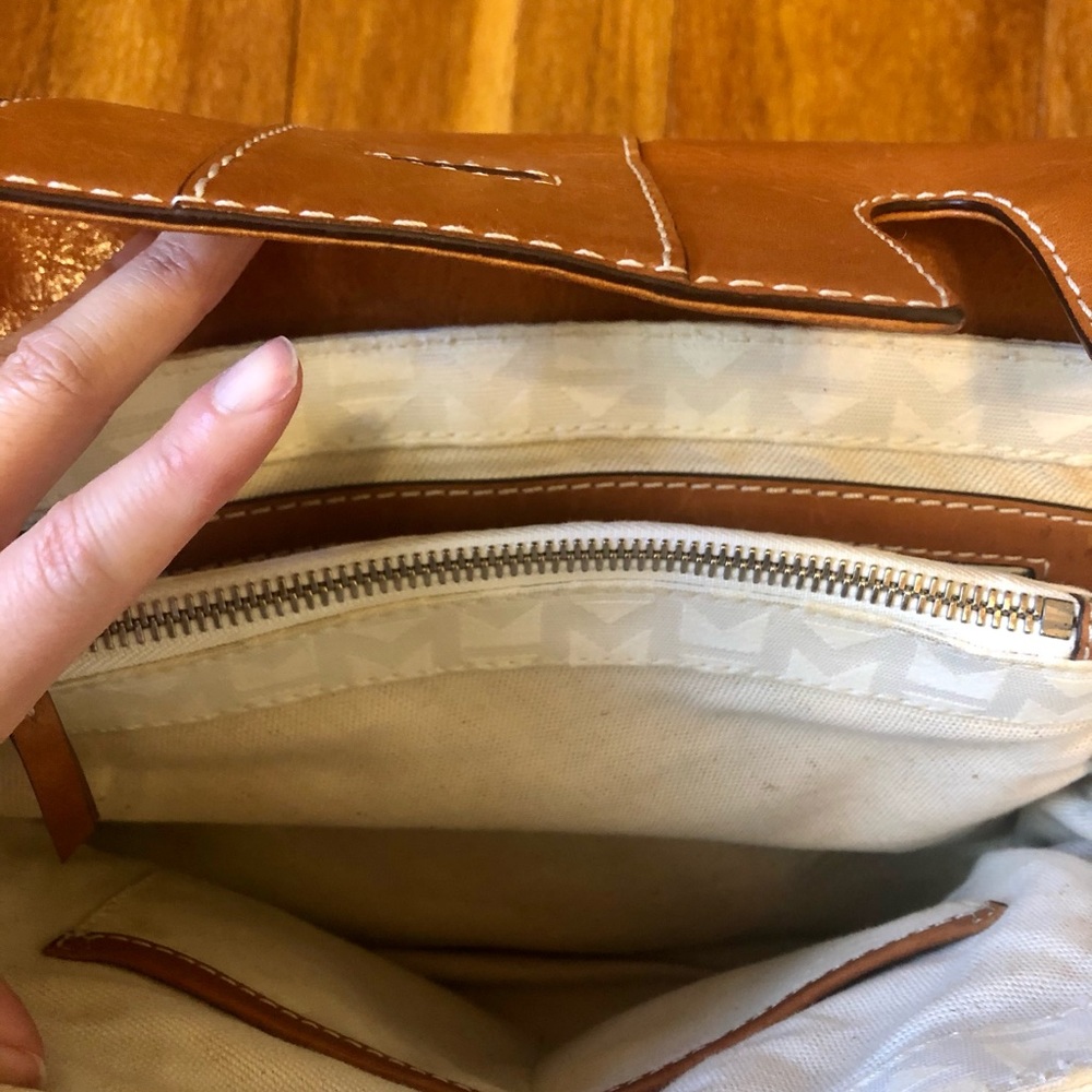 Michael Kors White and Brown Jacquard Satchel Signature Bag - Picture 8 of 10